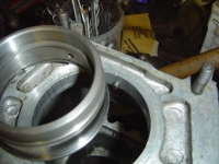  modification made to peg the rear bearing housing to prevent it from spinning in the casing - a common fault which had been happening with this example as well